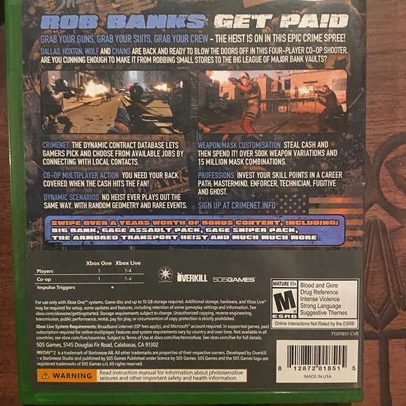 X-Box One game PAyDAy - Picture 3 of 5